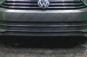  Защита радиатора (3 части) (1.8 2.0) Стрелка11 Стандарт Volkswagen Passat  B8 (2015-2019) седан дорестайлинг, универсал дорестайлинг (черная)