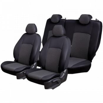 5 949 р. Комплект чехлов для сидений (РЗСиС 60/40 2Г Жаккард) ДУБЛИН Lord Autofashion  Лада Гранта Кросс  2194 (2018-2025) универсал (черный, вставка Прямоугольник черная)  с доставкой в г. Керчь. Увеличить фотографию 2