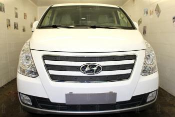 Зимняя заглушка решетки радиатора (низ) Стрелка11 Hyundai Starex/Grand Starex/H1 TQ рестайлинг (2014-2018) (черная)
