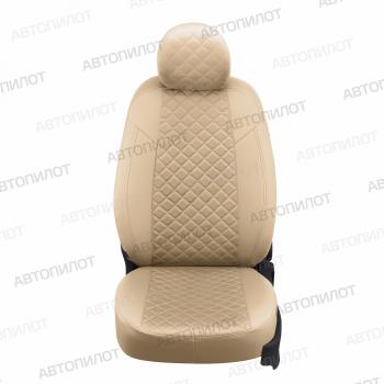 14 249 р. Чехлы на сиденья Алькантара ромб (3 отд. части экокожа) Автопилот Volkswagen Touran 1T дорестайлинг минивэн (2003-2006) (бежевый)  с доставкой в г. Керчь. Увеличить фотографию 3