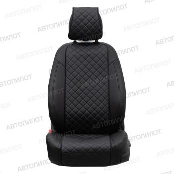 969 р. Накидка на сиденье (Экокожа Ромб-Модель №1 экокожа) Автопилот   (черный/строчка синяя)  с доставкой в г. Керчь. Увеличить фотографию 6