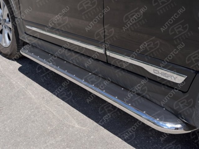 35 549 р. Пороги труба SLITKOFF  Chery Tiggo 5  (T21) (2014-2017) дорестайлинг (d42 мм)  с доставкой в г. Керчь