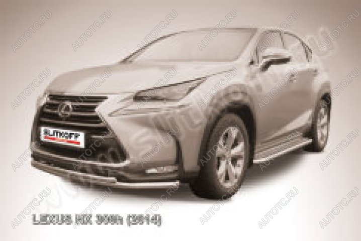13 699 р. Защита переднего бампера d57+d42 двойная радиусная Slitkoff  Lexus NX300h  Z10 (2014-2017) дорестайлинг (нержавейка полированная)  с доставкой в г. Керчь