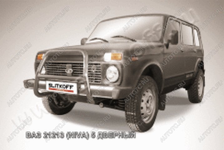 19 349 р. Защита переднего бампера кенгурятник d57 высокий Slitkoff  Лада нива 4х4  2131 (1993-2019) 5 дв. дорестайлинг (нержавейка полированная)  с доставкой в г. Керчь