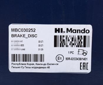 4 949 р. Диск тормозной HYUNDAI Starex H-1 (07-) задний (1шт.) MANDO MANDO mbc030252  с доставкой в г. Керчь. Увеличить фотографию 7