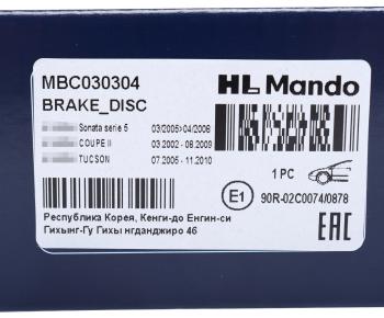 3 279 р. Диск тормозной HYUNDAI Tucson (04-),Getz KIA Sportage (04-) передний (1шт.) MANDO MANDO mbc030304 MANDO mbc030304  с доставкой в г. Керчь. Увеличить фотографию 6