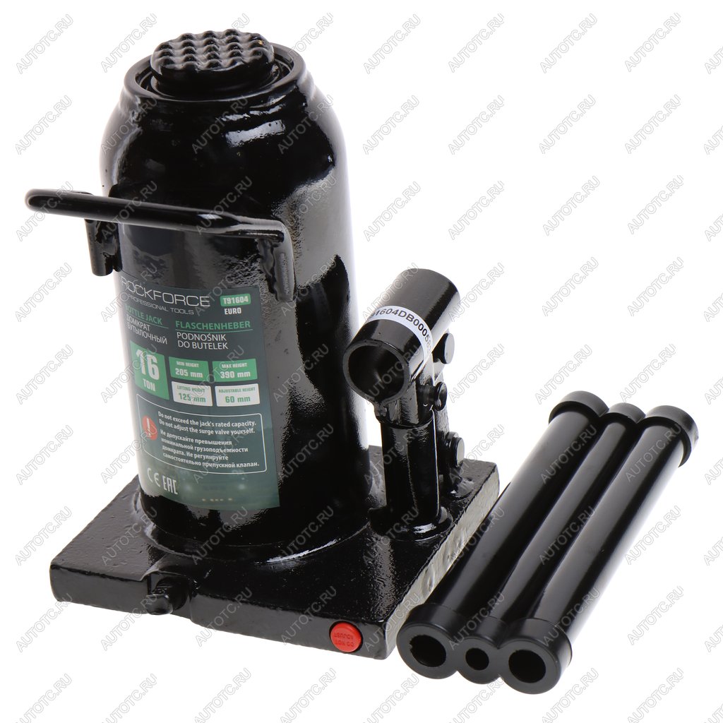 5 999 р. Домкрат бутылочный 16т 205-390мм с клапаном ROCKFORCE ROCKFORCE rf-t91604euro  с доставкой в г. Керчь
