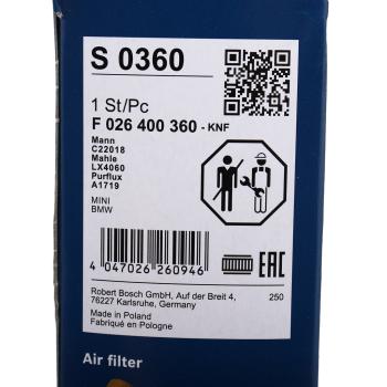 1 649 р. Фильтр воздушный BMW 2 (F45) MINI Cooper (F55) (1.52.0) BOSCH BOSCH f026400360  с доставкой в г. Керчь. Увеличить фотографию 3