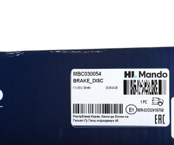 3 079 р. Диск тормозной HYUNDAI Sonata (07-) задний (1шт.) MANDO MANDO mbc030054 MANDO mbc030054  с доставкой в г. Керчь. Увеличить фотографию 4