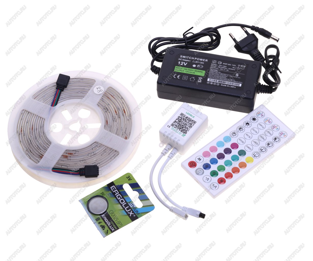 1 199 р. Лента светодиодная гибкая 12W 5м IP65 12V RGB цветная, пульт управления GRISARD ELECTRIC GRISARD ELECTRIC gre-002-0121  с доставкой в г. Керчь