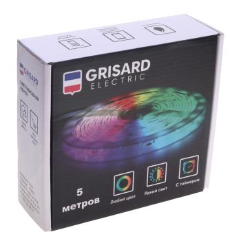1 199 р. Лента светодиодная гибкая 12W 5м IP65 12V RGB цветная, пульт управления GRISARD ELECTRIC GRISARD ELECTRIC gre-002-0121  с доставкой в г. Керчь. Увеличить фотографию 5