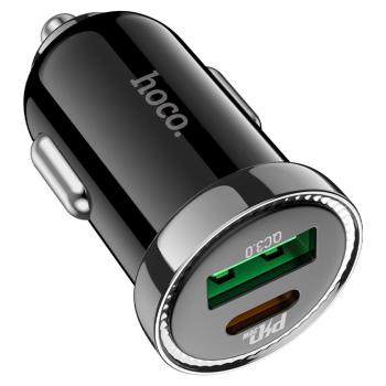 599 р. Устройство зарядное в прикуриватель 1USB + 1 Type C 12V HOCO HOCO z44 black  с доставкой в г. Керчь. Увеличить фотографию 1