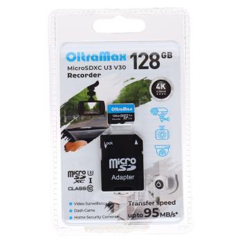 1 229 р. Карта памяти 128GB MicroSD class 10 + SD адаптер OLTRAMAX OLTRAMAX om128gcsdxc10-u3-v30  с доставкой в г. Керчь. Увеличить фотографию 1