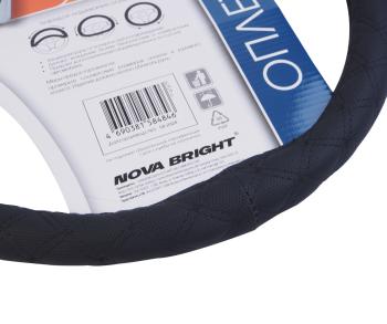 439 р. Оплетка руля (L) 39-41см черная экокожа NOVA BRIGHT NOVA BRIGHT 47679  с доставкой в г. Керчь. Увеличить фотографию 2