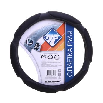 599 р. Оплетка руля (L) 39-41см черная экокожа спонж NOVA BRIGHT NOVA BRIGHT 38687  с доставкой в г. Керчь. Увеличить фотографию 1