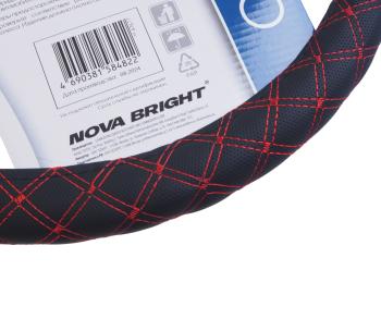 489 р. Оплетка руля (L) 39-41см черно-красная экокожа NOVA BRIGHT NOVA BRIGHT 47677  с доставкой в г. Керчь. Увеличить фотографию 2