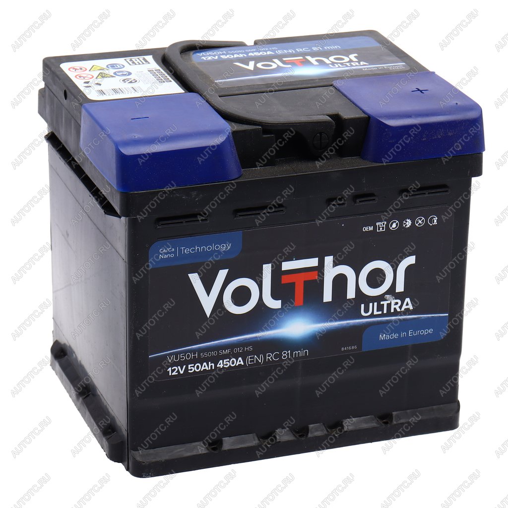 8 499 р. Аккумулятор VOLTHOR Ultra 50Ач обратная полярность VOLTHOR 6ст50(0) 55010  с доставкой в г. Керчь