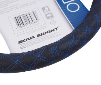489 р. Оплетка руля (L) 39-41см черно-синяя экокожа NOVA BRIGHT NOVA BRIGHT 47678  с доставкой в г. Керчь. Увеличить фотографию 2