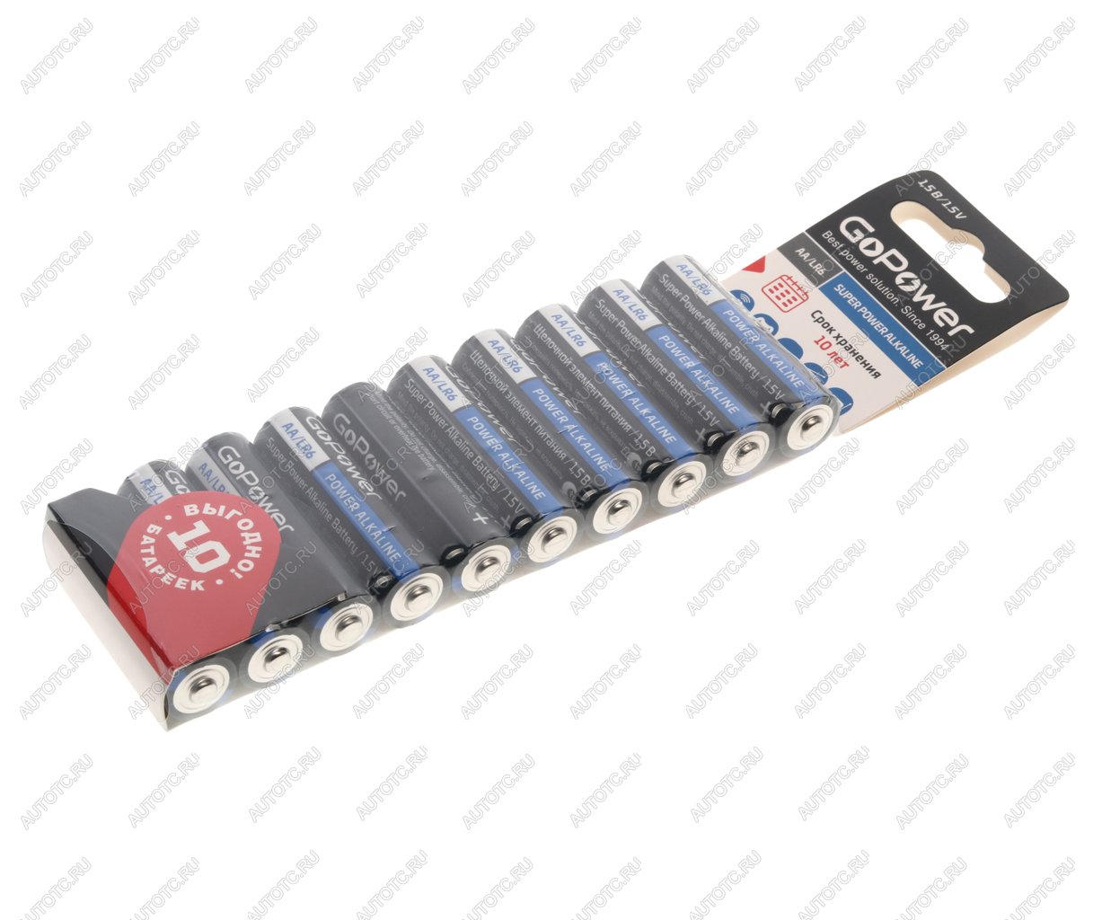 319 р. Батарейка AA LR6 1.5V блистер 10шт. Alkaline GOPOWER GOPOWER 00-00019863  с доставкой в г. Керчь