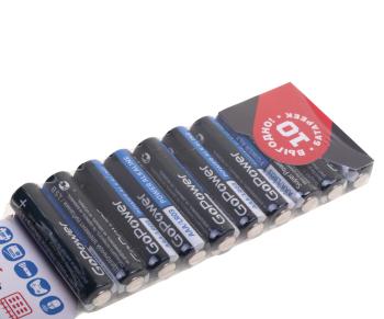 319 р. Батарейка AAA LR03 1.5V блистер 10шт. Alkaline GOPOWER GOPOWER 00-00019864  с доставкой в г. Керчь. Увеличить фотографию 2