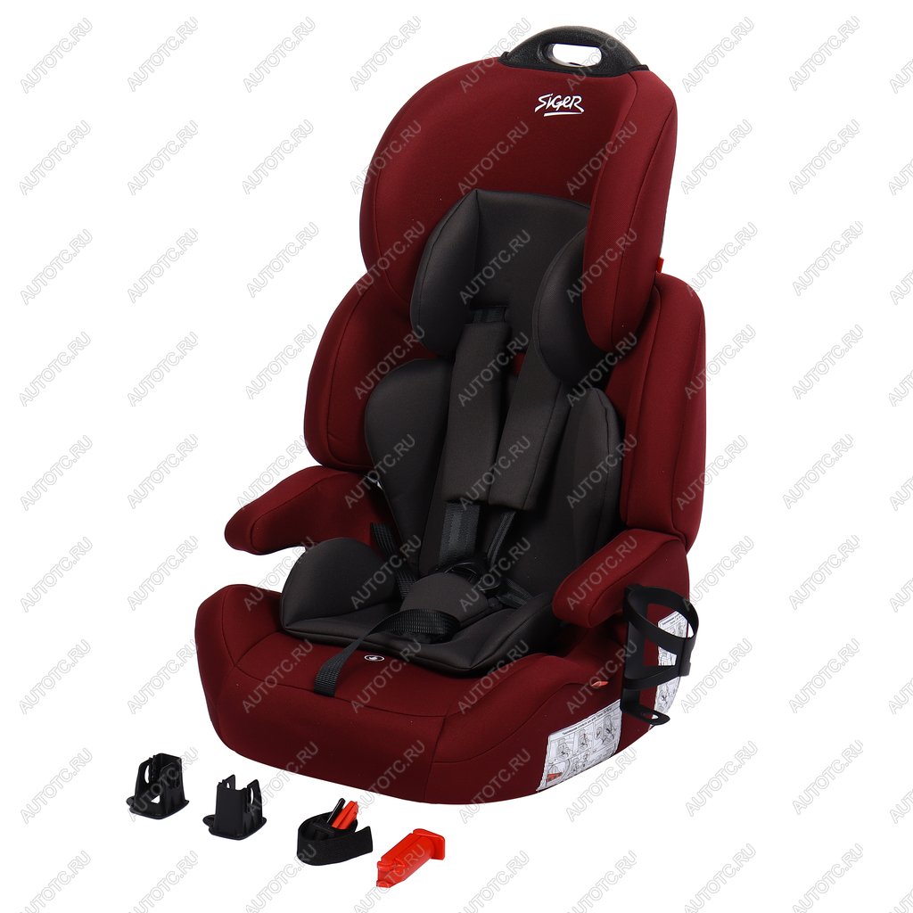 10 699 р. Автокресло детское 9-36кг (I-II-III) 1-12лет вишня люкс Isofix Стар SIGER SIGER kres4028  с доставкой в г. Керчь