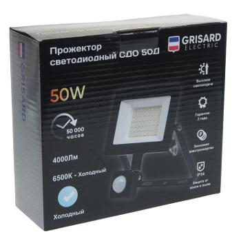 1 169 р. Светильник светодиодный 220V 50W 6500K с датчиком движения черный GRISARD ELECTRIC GRISARD ELECTRIC gre-004-0016 GRISARD ELECTRIC gre-004-0016  с доставкой в г. Керчь. Увеличить фотографию 5