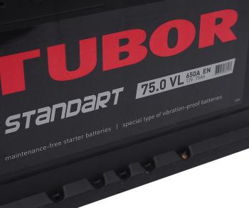 10 999 р. Аккумулятор TUBOR Standart 75Ач обратная полярность TUBOR 6ст75(0)  с доставкой в г. Керчь. Увеличить фотографию 2