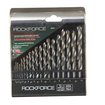 1 029 р. Сверло по металлу 1.0-10.0мм (19шт.) HSS в пластиковом футляре ROCKFORCE ROCKFORCE rf-dbs19  с доставкой в г. Керчь. Увеличить фотографию 1