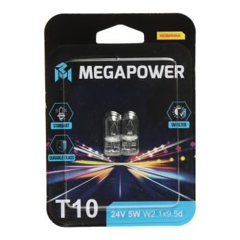 64 р. Лампа 24V W5W T10 W2.1x9.5d блистер (2шт.) Standart MEGAPOWER MEGAPOWER 370-33-078  с доставкой в г. Керчь. Увеличить фотографию 1