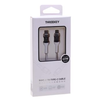 769 р. Кабель USB Type C-USB Type C 1м THREEKEY THREEKEY tk-nb05 60w white  с доставкой в г. Керчь. Увеличить фотографию 2