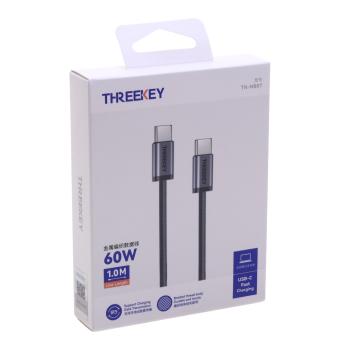 529 р. Кабель USB Type C-USB Type C 1м THREEKEY THREEKEY tk-nb07 60w black  с доставкой в г. Керчь. Увеличить фотографию 2