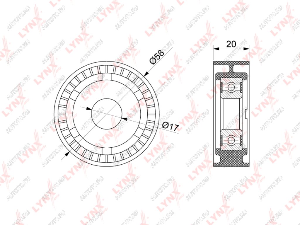 1 799 р. Ролик приводного ремня VW Beetle (12-15) AUDI A1 (11-14) SKODA Fabia натяжителя LYNX LYNX pb5304  с доставкой в г. Керчь