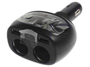 1 079 р. Разветвитель прикуривателя 2-х гнездовой 12V 2USB черный XO XO cc41 black  с доставкой в г. Керчь. Увеличить фотографию 1