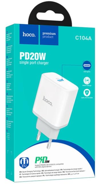 379 р. Устройство зарядное в розетку 1USB Type C HOCO HOCO c104a white  с доставкой в г. Керчь. Увеличить фотографию 5
