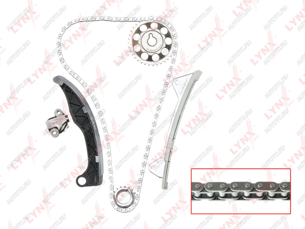 8 449 р. Комплект цепи ГРМ TOYOTA Yaris (05-) (1.0) (1 цепь+башмак натяж+успокоит+натяж+2 звезды) LYNX LYNX tk0034  с доставкой в г. Керчь