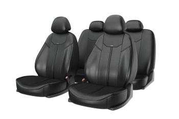 Авточехлы универсальные экокожа черные (11 предм.) Mustang CARFASHION CARFASHION 10028