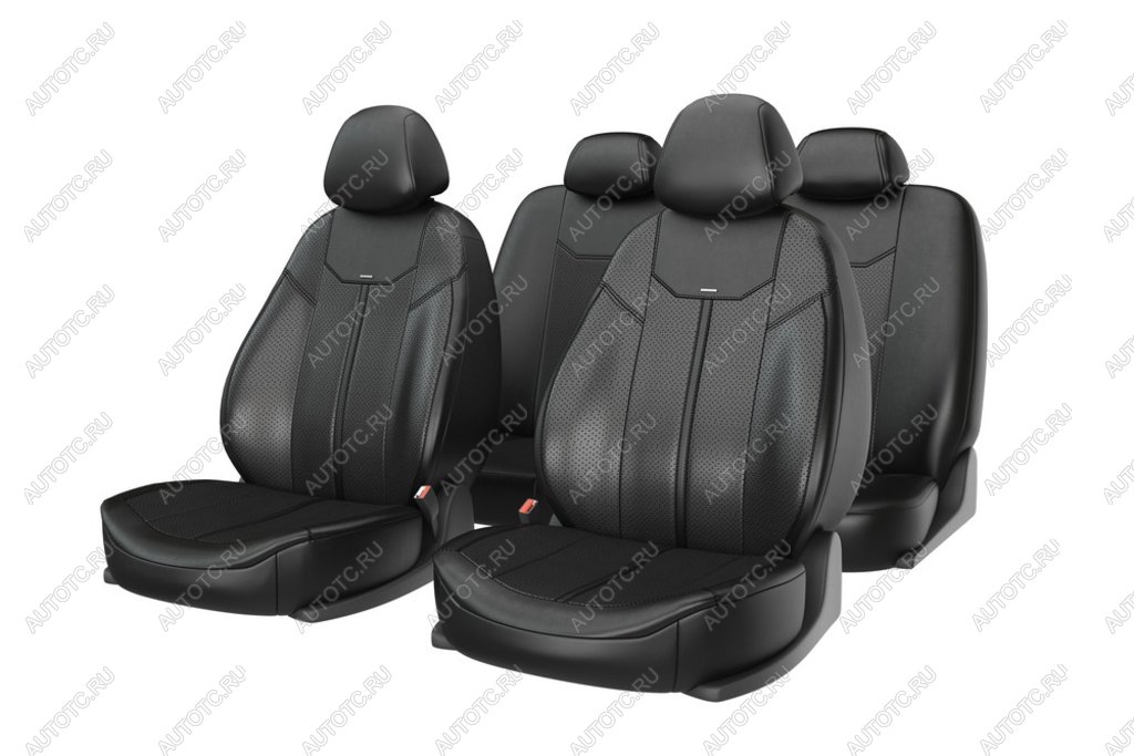 4 599 р. Авточехлы универсальные экокожа черные (11 предм.) Mustang CARFASHION CARFASHION 10028  с доставкой в г. Керчь