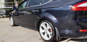 3 499 р. Пластиковые накладки порогов Фанат Тюнинг  Ford Mondeo (2007-2014) Mk4,BD дорестайлинг, седан, Mk4,DG дорестайлинг, универсал, Mk4,BD рестайлинг, седан, Mk4,DG рестайлинг, универсал (неокрашенные (глянец под окраску))  с доставкой в г. Керчь. Увеличить фотографию 2