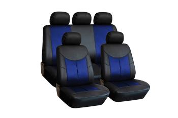 Авточехлы универсальные экокожа черно-синие Style KRAFT
