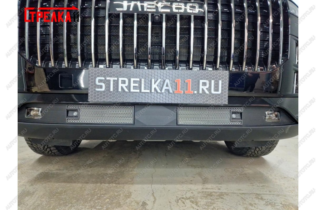 2 579 р. Защитная сетка радиатора (2 части)(низ) Стрелка11 JAECOO J7 (2023-2025) (черная)  с доставкой в г. Керчь