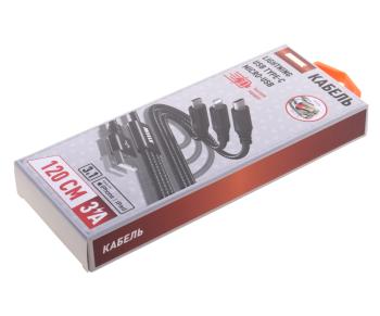 399 р. Кабель iPhone (5-)micro USBUSB Type C 1.2м WIIIX  с доставкой в г. Керчь. Увеличить фотографию 2