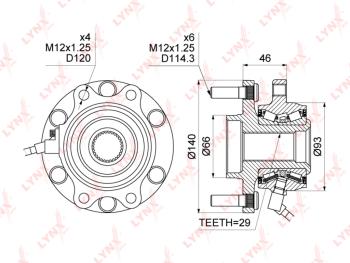 Ступица NISSAN Navara (04-),Pathfinder (05-) передняя LYNX