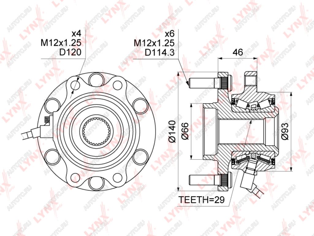 9 949 р. Ступица NISSAN Navara (04-),Pathfinder (05-) передняя LYNX  с доставкой в г. Керчь