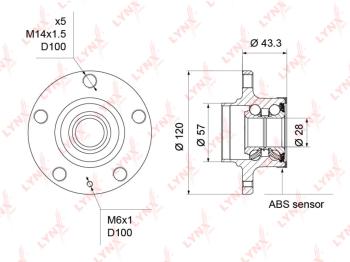 4 549 р. Ступица VW Polo,Suran AUDI A1,A2 SEAT Ibiza SKODA Fabia задняя с подшипником LYNX  с доставкой в г. Керчь. Увеличить фотографию 4
