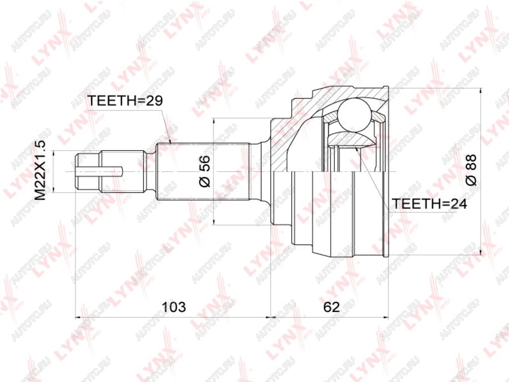 4 289 р. ШРУС наружный NISSAN Teana (03-08) комплект LYNX  с доставкой в г. Керчь