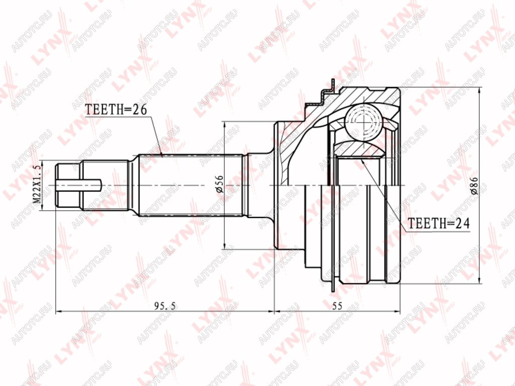 2 299 р. ШРУС наружный TOYOTA Vista (98-03) комплект LYNX  с доставкой в г. Керчь