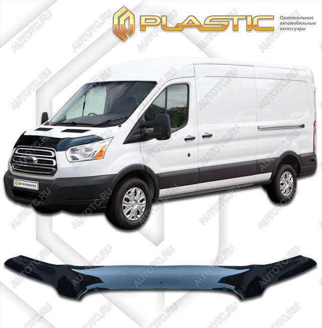 3 099 р. Дефлектор капота (exclusive) CA-Plastic Ford Transit цельнометаллический фургон (2014-2022) (Classic черный)  с доставкой в г. Керчь