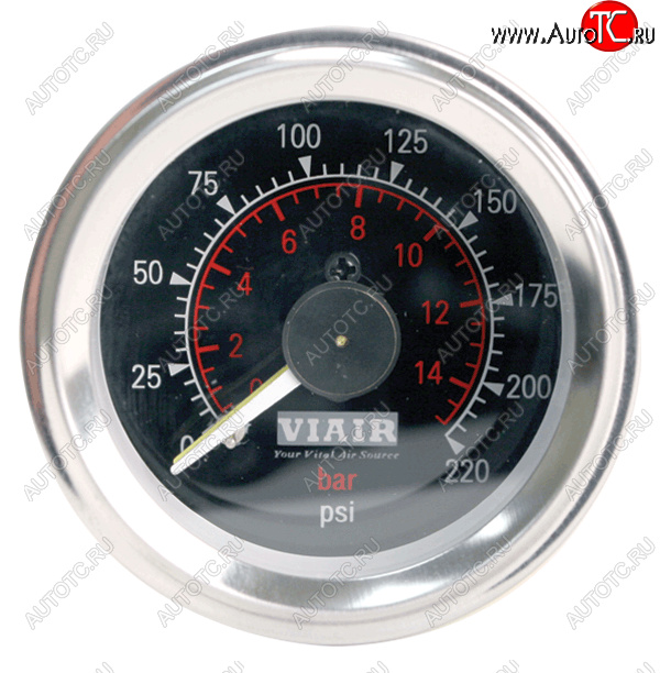 5 799 р. Манометр VIAIR 2 220 PSI, 2 контура, с подсветкой, черный Viair 90080  с доставкой в г. Керчь