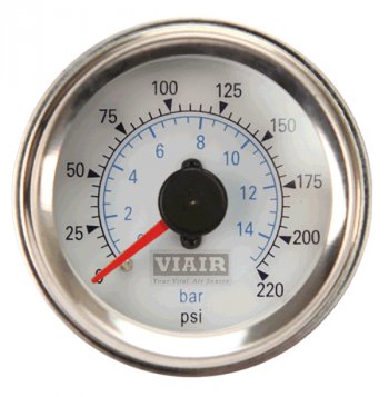 5 799 р. Манометр VIAIR 2 220 PSI, 2 контура, с подсветкой, белый Viair 90081  с доставкой в г. Керчь. Увеличить фотографию 1