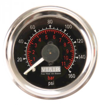 5 799 р. Манометр VIAIR 2 160 PSI, 2 контура, с подсветкой, черный Viair 90082  с доставкой в г. Керчь. Увеличить фотографию 1